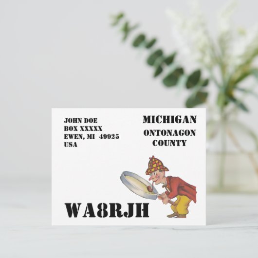 Ontwerp je eigen QSL HAM Radio Op vergrootglas Briefkaart (Staand voorkant)