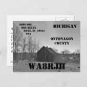 Ontwerp je eigen QSL HAM Radio Operator Oude Shack Briefkaart (Voorkant / Achterkant)