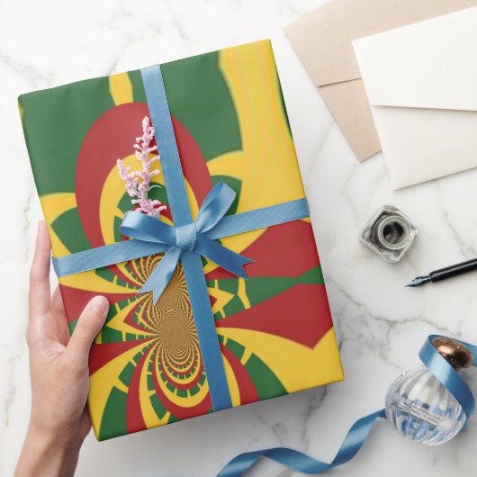 Ontwerp je eigen Rasta Kleuren Rood Goud en Groen Cadeaupapier (Geschenken)