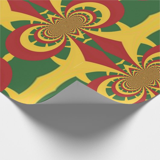 Ontwerp je eigen Rasta Kleuren Rood Goud en Groen Cadeaupapier (Hoek)