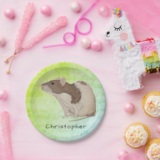 Ontwerp Jouw naam Rat. toevoegen Papieren Bordje (Feest)