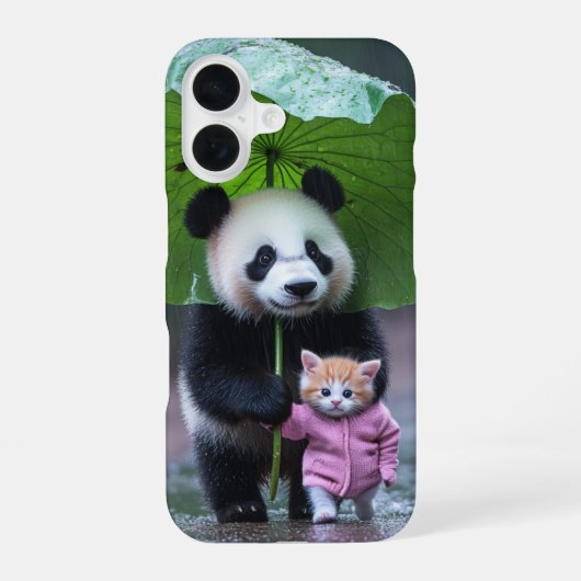 Ontwerp kat en panda iPhone 16 hoesje (Achterkant)