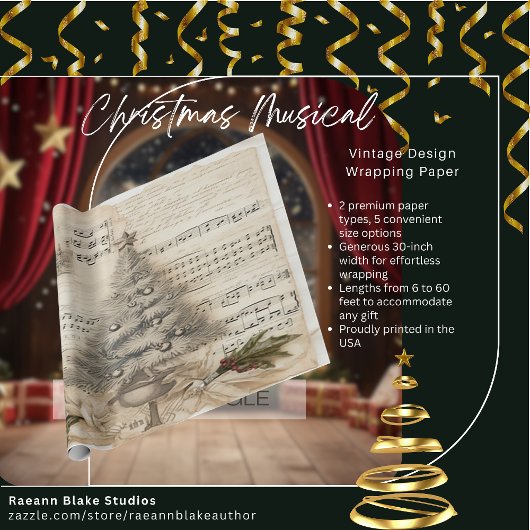  Ontwerp Kerst Musical Wrapping Paper Cadeaupapier