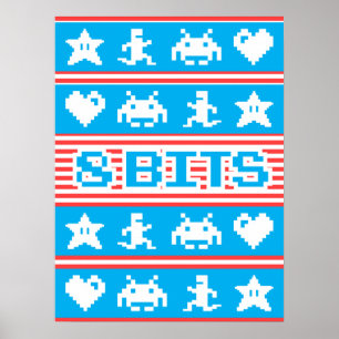 Ontwerp met 8 bits, videogame met arcade poster