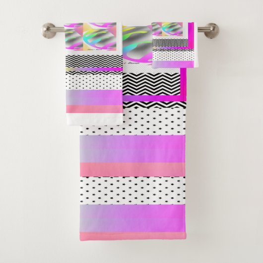 ONTWERP MET ABSTRACTE VEREN+CHEVRON BAD HANDDOEK (Insitu)