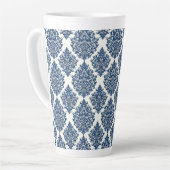 ontwerp met blauwe damast latte mok (Linkerhoek)