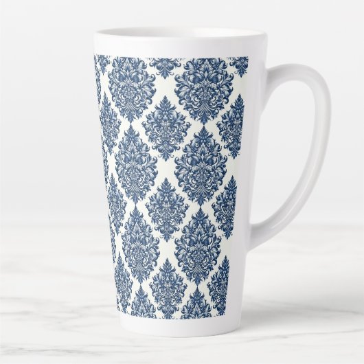 ontwerp met blauwe damast latte mok (Rechts)