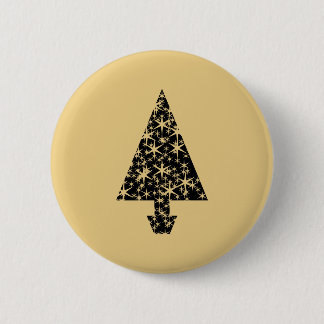 Ontwerp met een zwarte en gouden kerstboom. ronde button 5,7 cm