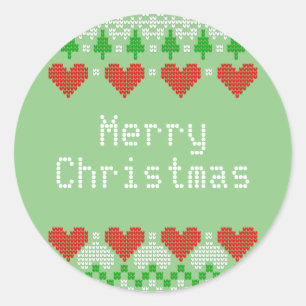 Ontwerp met kerstpatronen Knit X-Mas Knit Ronde Sticker