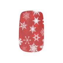 Ontwerp met kerstrode en witte sneeuwvlokken