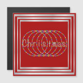 Ontwerp met kerstverlichting op rood met zilver (Voorkant / Achterkant)