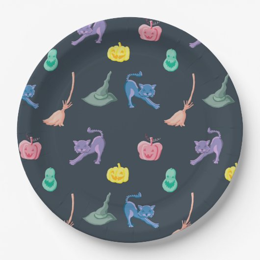 Ontwerp met leuke personages Halloween party Papieren Bordje (Voorkant)