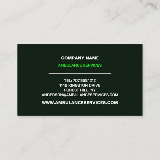 Ontwerp met pulssnelheid, EMT, Paramedic Visitekaartje (Achterkant)