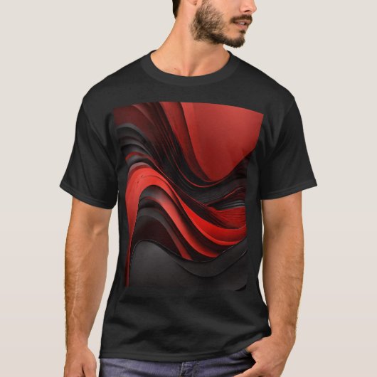 Ontwerp met rode en zwarte golven t-shirt (Voorkant)