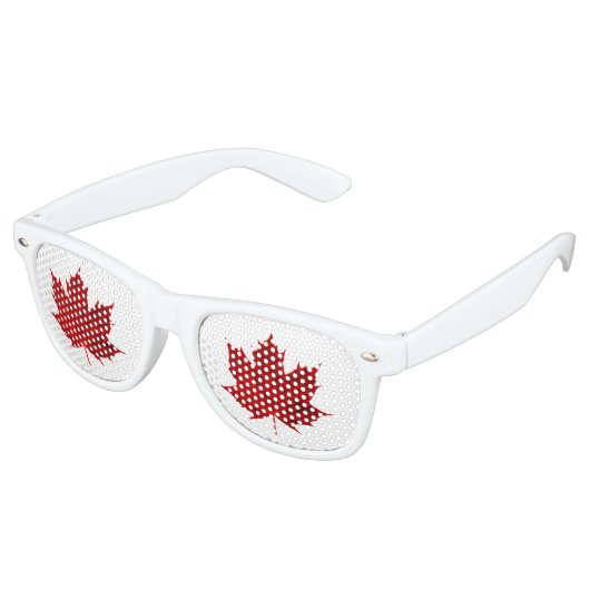 Ontwerp met rode Maple Leaf Retro Zonnebril (Gekanteld)