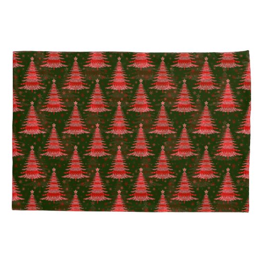 Ontwerp met rood groen kerstboompatroon kussensloop (Achterkant-Links)