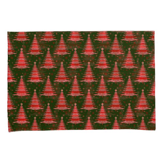 Ontwerp met rood groen kerstboompatroon kussensloop (Voorkant-Rechts)