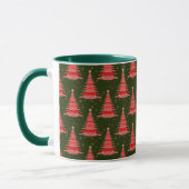 Ontwerp met rood groen kerstboompatroon mok (Links)