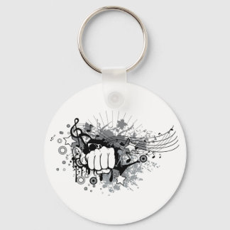 Ontwerp met vuist, sterren en muzieknotities op sleutelhanger