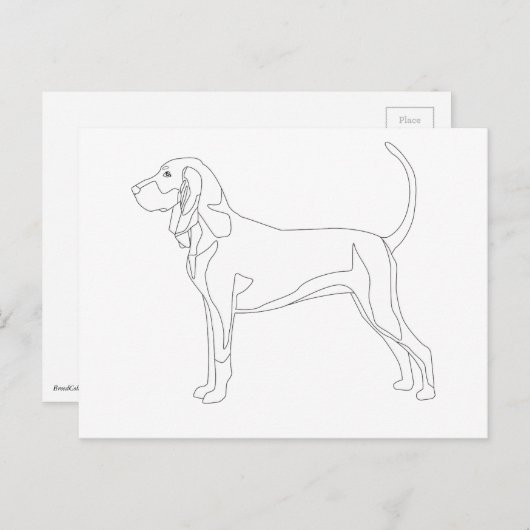Ontwerp met zwart en tan Coonhound Ready naar kleu Briefkaart (Voorkant / Achterkant)