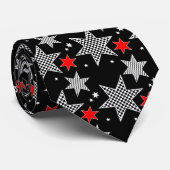 Ontwerp met zwarte, witte en rode sterren stropdas (Opgerold)