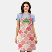 ontwerp Monogrammen l Retro patroon l Roze Schort (Gedragen)