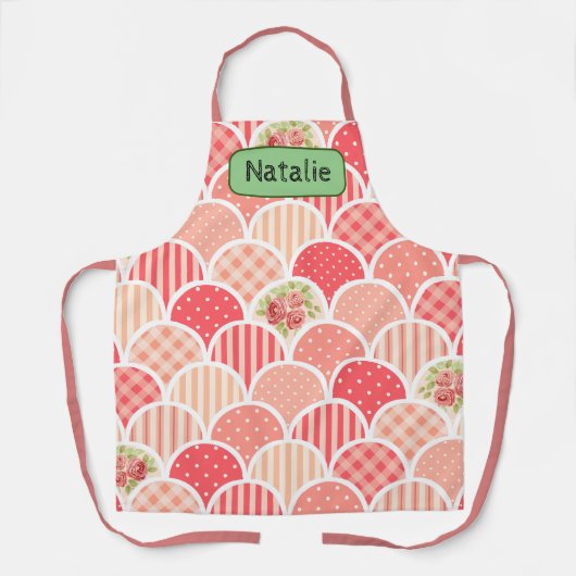 ontwerp Monogrammen l Retro patroon l Roze Schort (Voorkant)