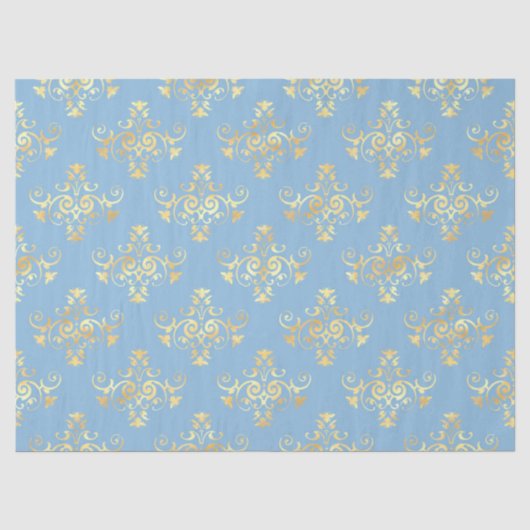 Ontwerp nr. 7 van de blauwe en gouden bijenreeks tissuepapier (Voorkant)