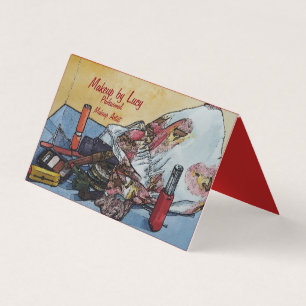ontwerp retro van kunstenaars maken mooie tas uit visitekaartjes