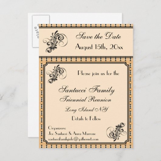 Ontwerp Reünie, Evenement, Feest Save the Date Aankondigingskaart (Voorkant / Achterkant)