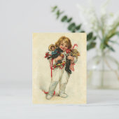  Ontwerp Schattige Jongen met Kerstspeelgoed Feestdagenkaart (Staand voorkant)