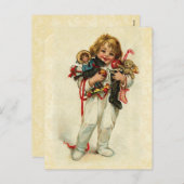  Ontwerp Schattige Jongen met Kerstspeelgoed Feestdagenkaart (Voorkant / Achterkant)