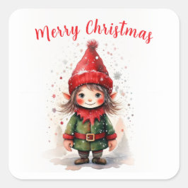 Ontwerp Schattigee kerstelf Vierkante Sticker