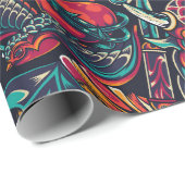 Ontwerp Tattoo Retro Cadeaupapier (Rol Hoek)