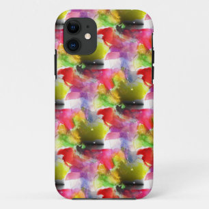 Ontwerp textuur rood, geel aquarel iPhone 11 hoesje