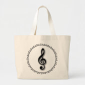 Ontwerp Treble Clef Music Note Design Grote Tote Bag (Voorkant)