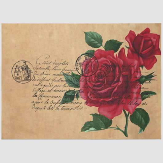 Ontwerp uit de Franse handschrift- en rode rozenre Tissuepapier (Voorkant)