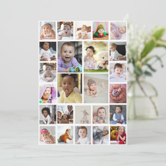 Ontwerp uw eigen 25 fotocollage ingelijst kunst aankondiging (Staand voorkant)