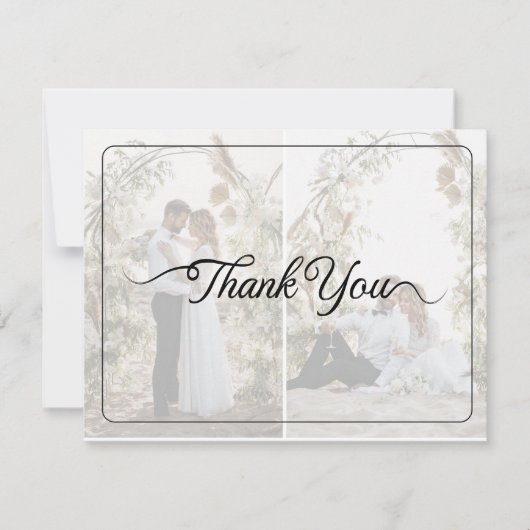 Ontwerp uw eigen 2 foto collage bruiloft bedankkaart (Voorkant)