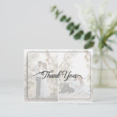 Ontwerp uw eigen 2 foto collage bruiloft bedankkaart (Staand voorkant)