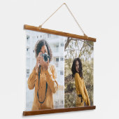 Ontwerp uw eigen 2 fotocollage hangend wandkleed (Gebogen)