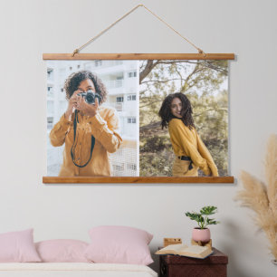 Ontwerp uw eigen 2 fotocollage hangend wandkleed