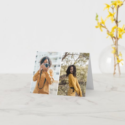 Ontwerp uw eigen 2 fotocollage kaart (Gele Bloem)