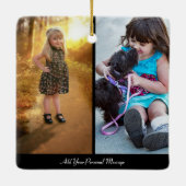 Ontwerp uw eigen 2 fotocollage keramisch ornament (Achterkant)