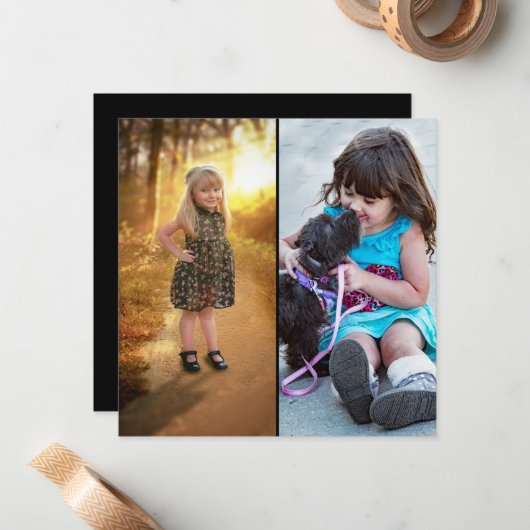 Ontwerp uw eigen 2 fotocollage notitiekaartje (Voorkant / Achterkant in situ)