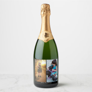 Ontwerp uw eigen 2 fotocollage sparkling wijnetiket