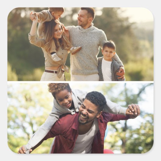 Ontwerp uw eigen 2 fotocollage vierkante sticker (Voorkant)