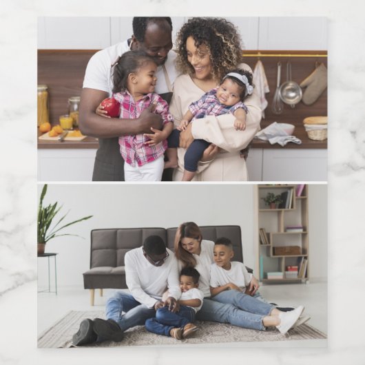 Ontwerp uw eigen 2 fotocollage wijn etiket (Enkel label)