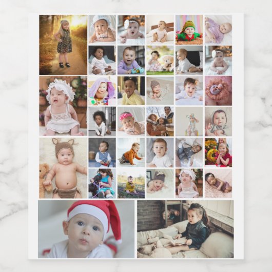 Ontwerp uw eigen 35 fotocollage Poster Wijn Etiket (Enkel label)