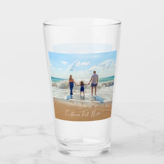 Ontwerp uw eigen aangepaste foto- en tekstglas glas (Voorkant)